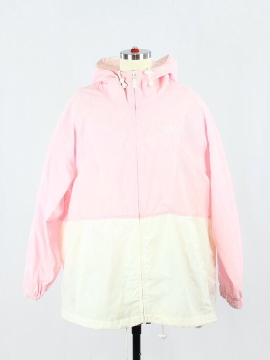 Vintage 00's WINDRIVER Pink White Nylon Hooded Windbreaker Jacket, Size L - Picture 2 of 16